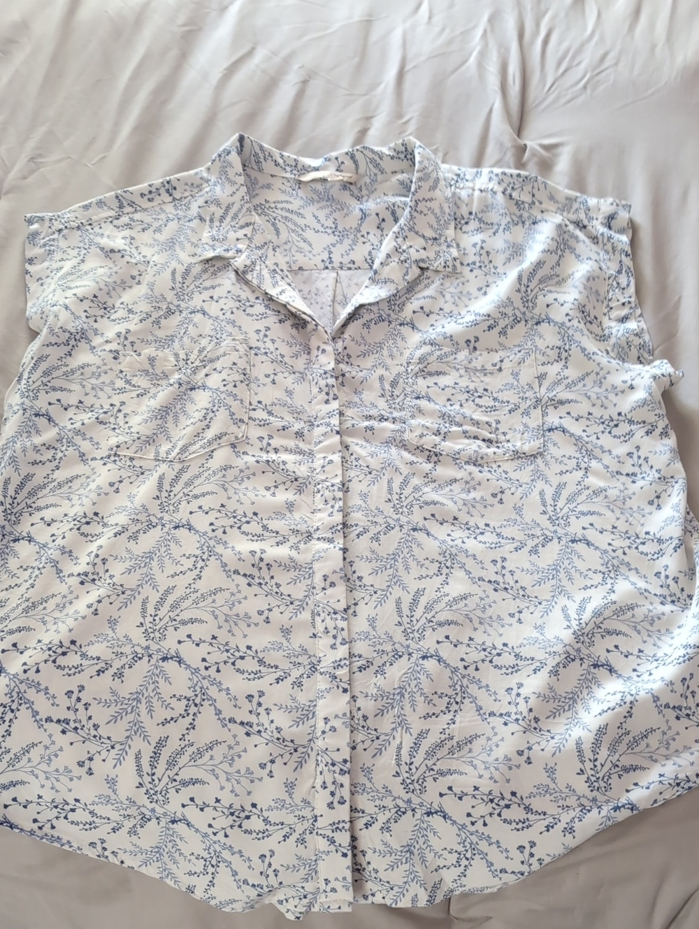 Light Blue and White Printed Women's Shirt